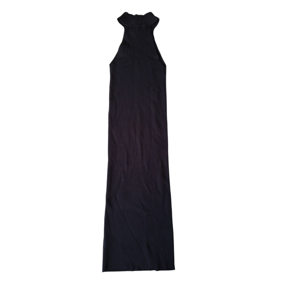 Line & Dot Black High Neck Tank Ribbed Midi Dress Medium - Picture 1 of 5